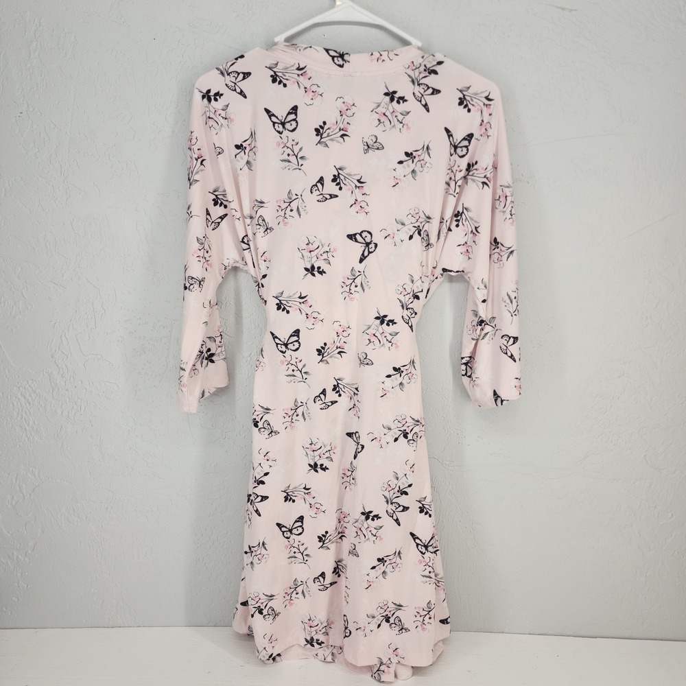 Laura Ashley Small | Pink Butterfly Floral Robe and Nightgown Set Sleepwear - Picture 2 of 6